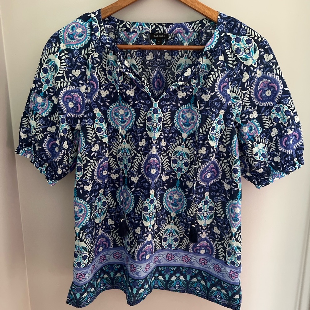 Talbots Floral 100% Cotton Top XS